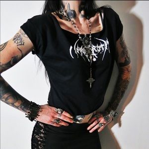 SOLD Nargaroth Lace Crop Top OOAK